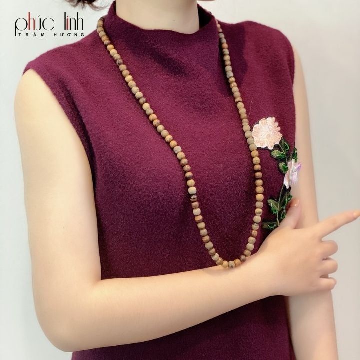 Vòng Đeo Cổ Trầm Hương Lào 8 ly 108 hạt PHÚC LINH