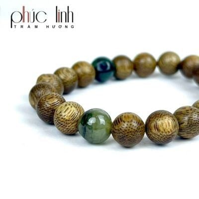 Vòng Tay Phúc Linh Tốc Xám Quằn 8ly Phối Bi Đá