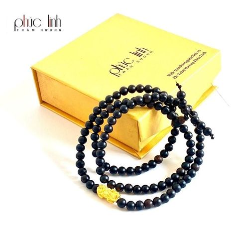 Vòng Tay Trầm Hương 108 Hạt Indo Ép Thêm Dầu Trầm Nguyên Chất 6ly