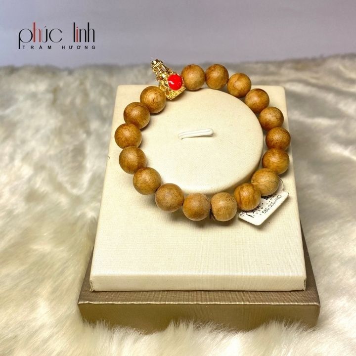 Vòng Tay Trầm Hương 10ly Mix Charm Hồ Lô Vàng Kim Mã