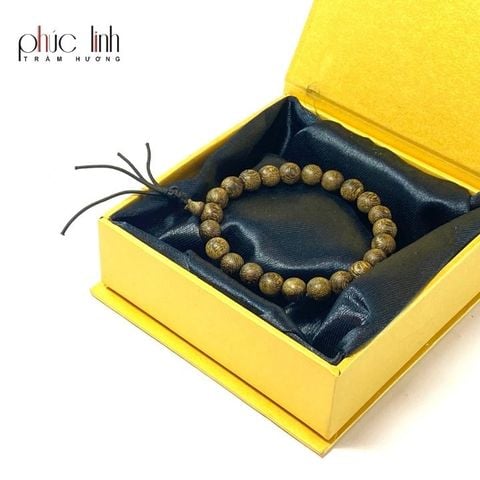 Vòng Tay Tốc Tròn Ép Thêm Dầu Trầm Nguyên Chất Xám 8ly