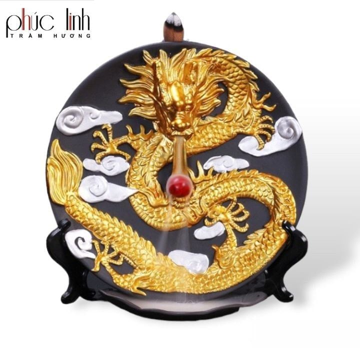 Xông Gốm Thác Khói Dĩa Rồng