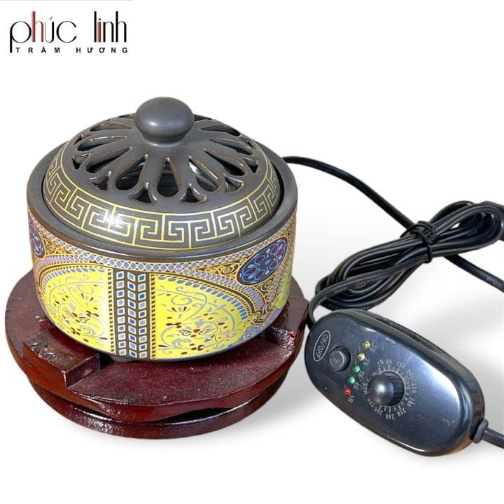 Xông Trầm Điện Gốm Hoa Văn