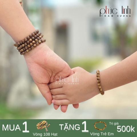 Vòng Tay Trầm Hương Tự Nhiên Cho bé PHÚC LINH 6ly Tốc Kiến