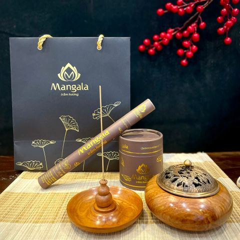 Bộ Combo Quà Tặng Trầm Hương Cao Cấp Mangala Nâu