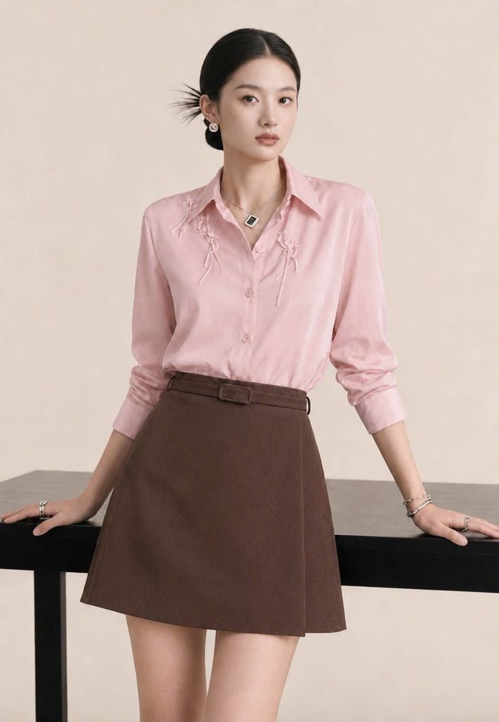 Chân Váy Chữ A Kèm Đai lưng Aristina 9SK008BH