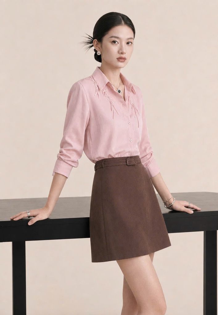 Chân Váy Chữ A Kèm Đai lưng Aristina 9SK008BH
