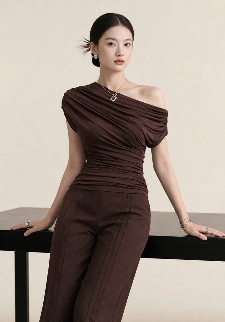 Áo thun lệch vai Aristina 9TP001BH