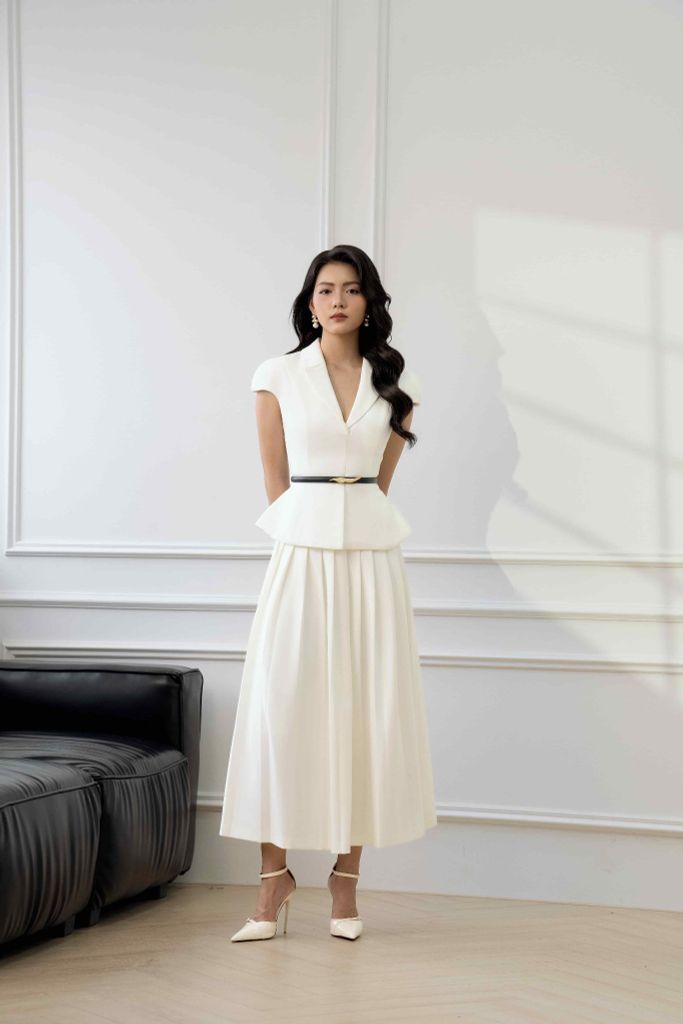 Áo Vest Peplum Tay Chờm, Cổ 2 Ve Nữ Aristina 9GI003BH0