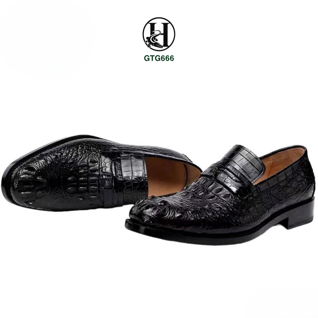 GIÀY TÂY OXFORD GTG666 KHÔNG DÂY DA GÙ CÁ SẤU THẬT LUXURY