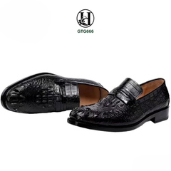 GIÀY TÂY OXFORD GTG666 KHÔNG DÂY DA GÙ CÁ SẤU THẬT LUXURY