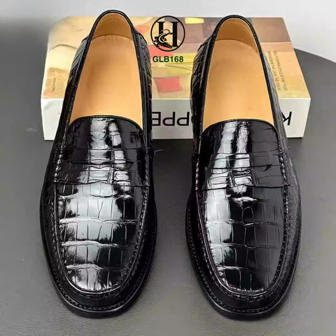 GLB168 – GIÀY LOAFER DA BỤNG CÁ SẤU HẠNG A CAO CẤP