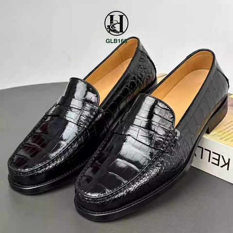 GLB168 – GIÀY LOAFER DA BỤNG CÁ SẤU HẠNG A CAO CẤP
