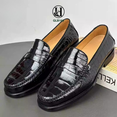 GIÀY LƯỜI LOAFER GLB168 DA BỤNG CÁ SẤU HẠNG A CAO CẤP