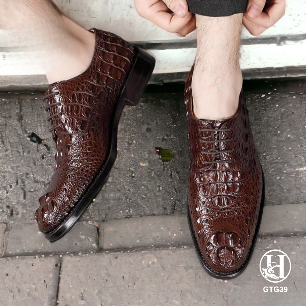 GIÀY TÂY OXFORD GTG39 DA GÙ CÁ SẤU THẬT LUXURY