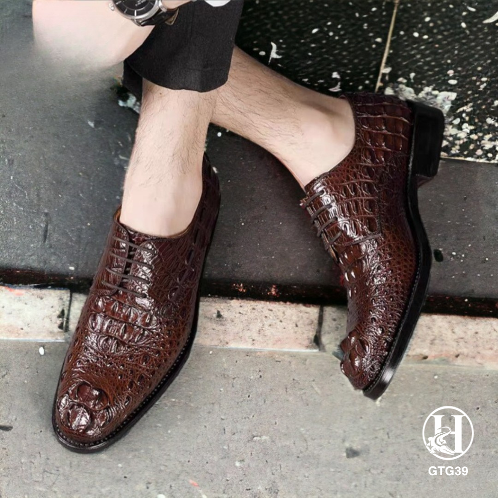 GIÀY TÂY OXFORD GTG39 DA GÙ CÁ SẤU THẬT LUXURY