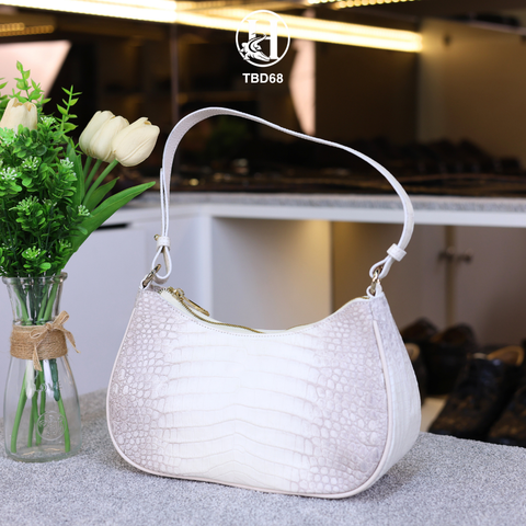 TBD68 – TÚI ĐEO VAI DA CÁ SẤU THẬT TRẮNG BẠCH TẠNG LUXURY
