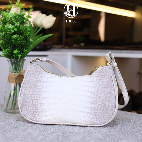 TBD68 – TÚI ĐEO VAI DA CÁ SẤU THẬT TRẮNG BẠCH TẠNG LUXURY
