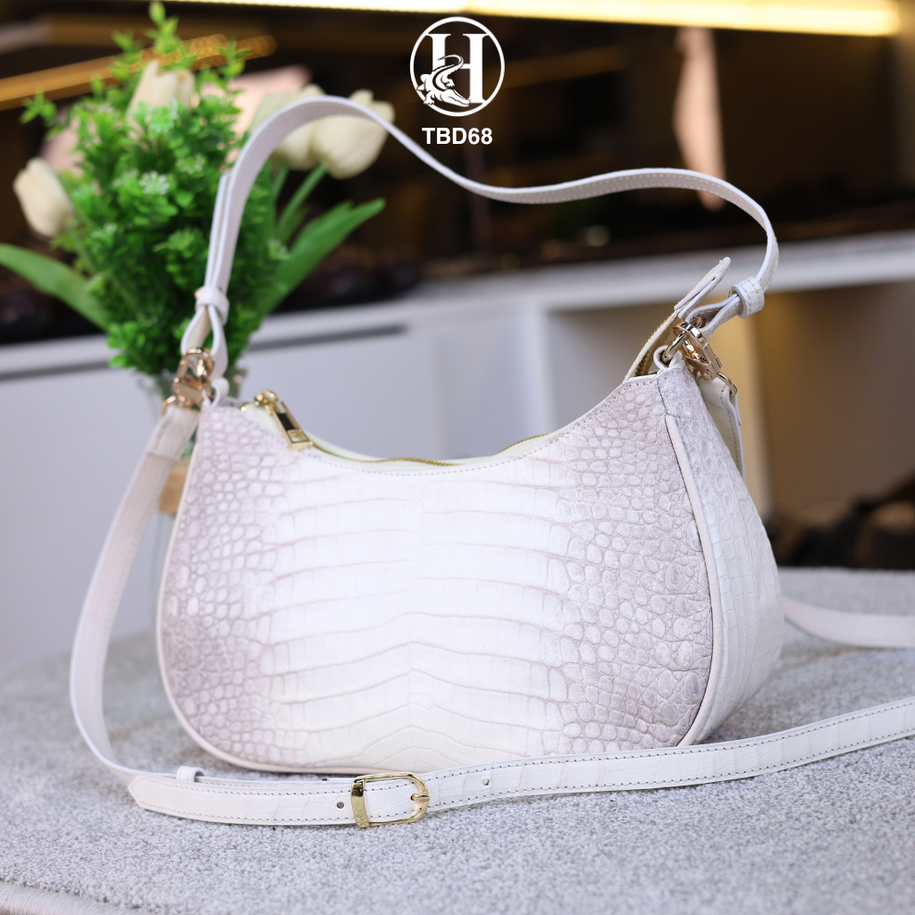 TÚI XÁCH TBD68 ĐEO VAI DA CÁ SẤU THẬT TRẮNG BẠCH TẠNG LUXURY