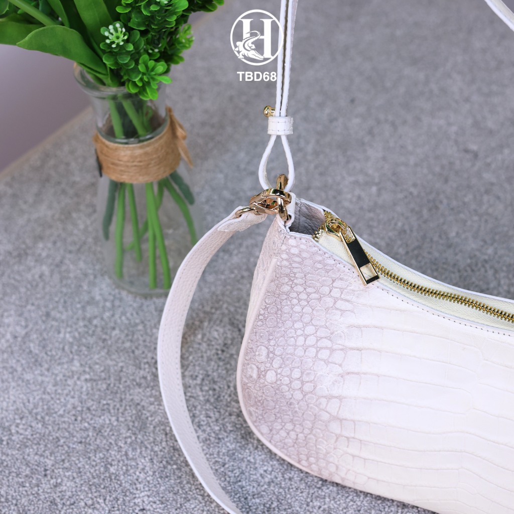 TÚI XÁCH TBD68 ĐEO VAI DA CÁ SẤU THẬT TRẮNG BẠCH TẠNG LUXURY