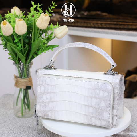 TÚI XÁCH TBH29 DA BỤNG CÁ SẤU THẬT BẠCH TẠNG LUXURY