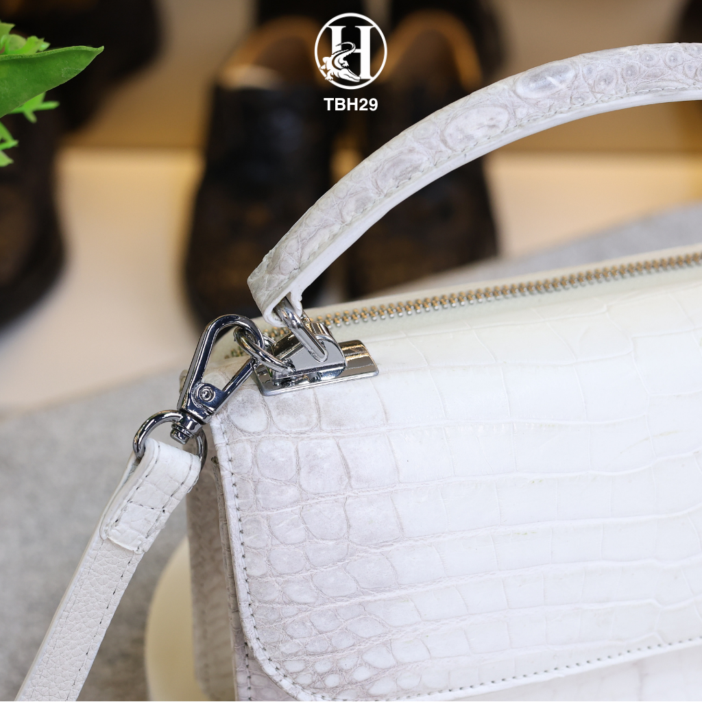 TÚI XÁCH TBH29 DA BỤNG CÁ SẤU THẬT BẠCH TẠNG LUXURY
