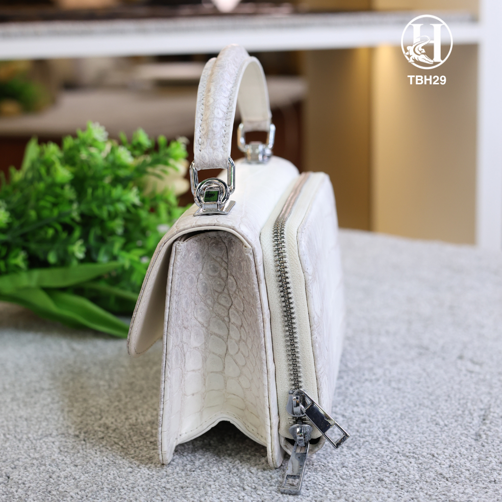 TÚI XÁCH TBH29 DA BỤNG CÁ SẤU THẬT BẠCH TẠNG LUXURY