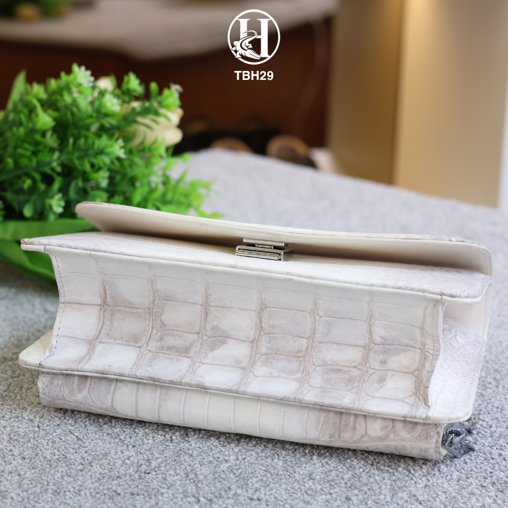 TÚI XÁCH TBH29 DA BỤNG CÁ SẤU THẬT BẠCH TẠNG LUXURY