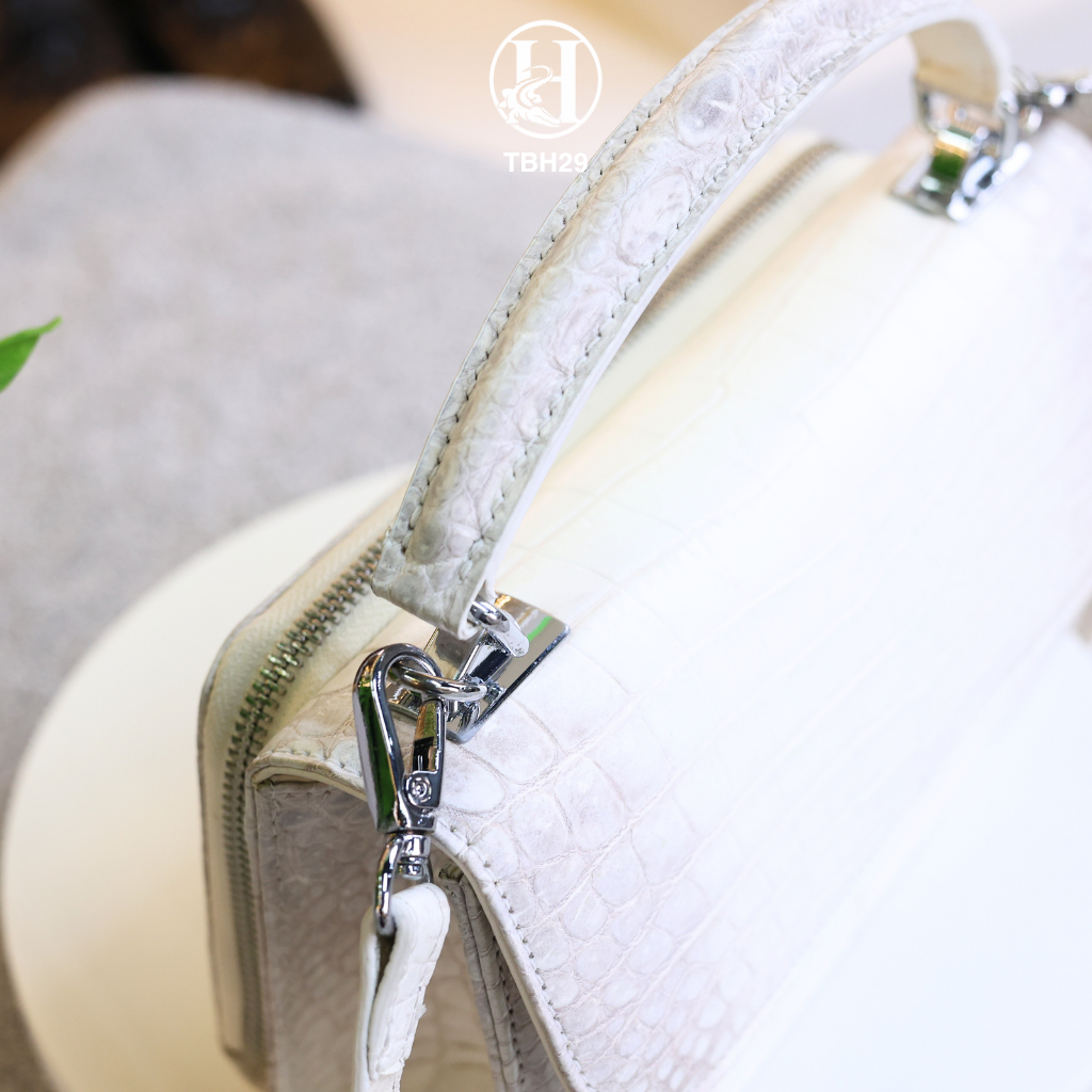 TÚI XÁCH TBH29 DA BỤNG CÁ SẤU THẬT BẠCH TẠNG LUXURY