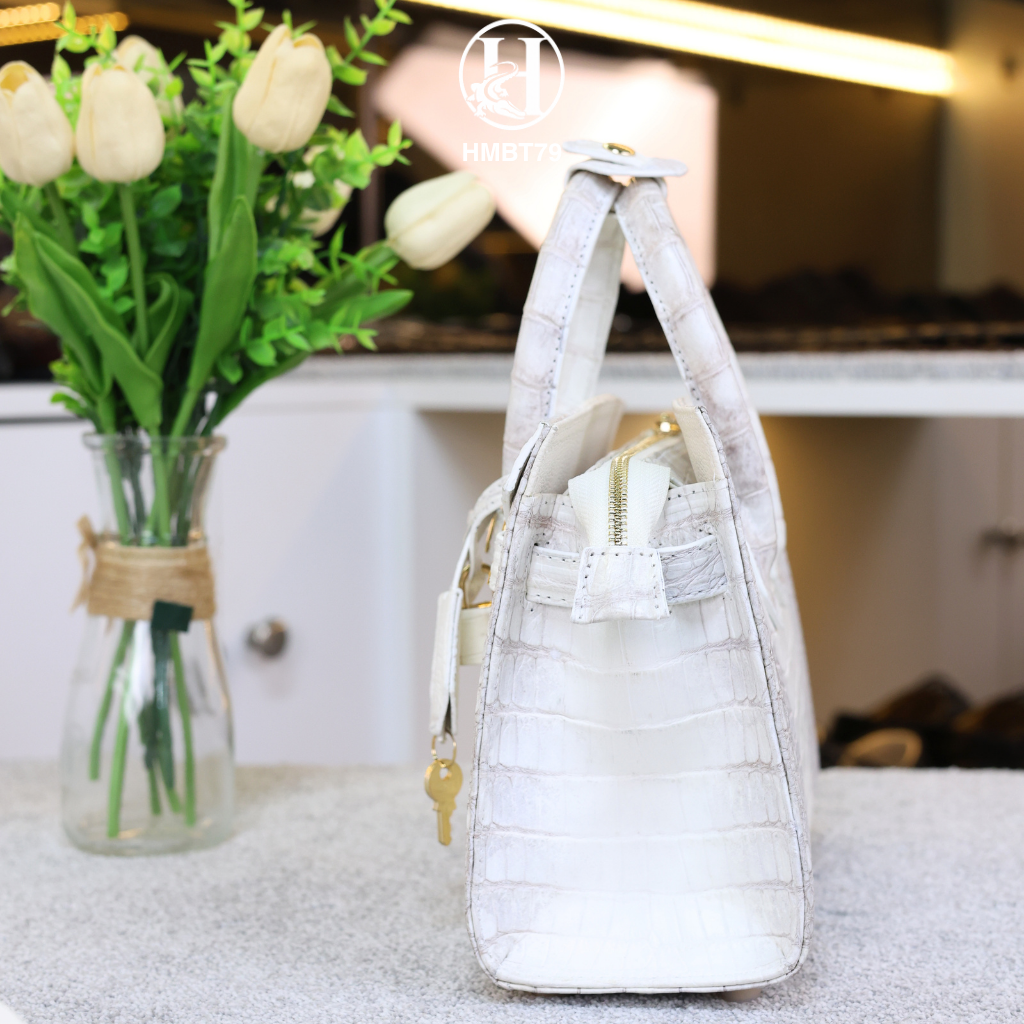 TÚI XÁCH DA CÁ SẤU HMBT79 BẠCH TẠNG HIMALAYA – KHÍ CHẤT LUXURY ĐỘC BẢN