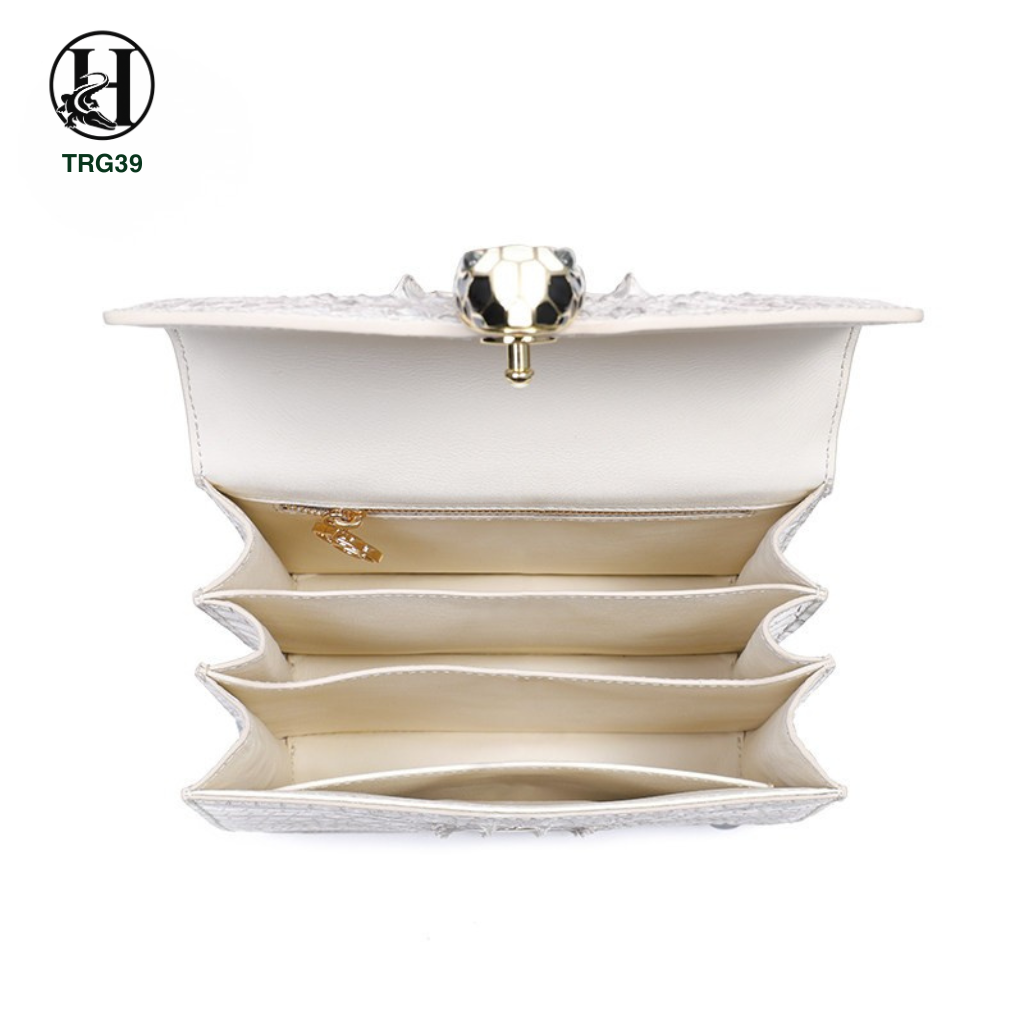 TÚI XÁCH TRG39 DA CÁ SẤU THẬT TRẮNG HIMALAYA LUXURY