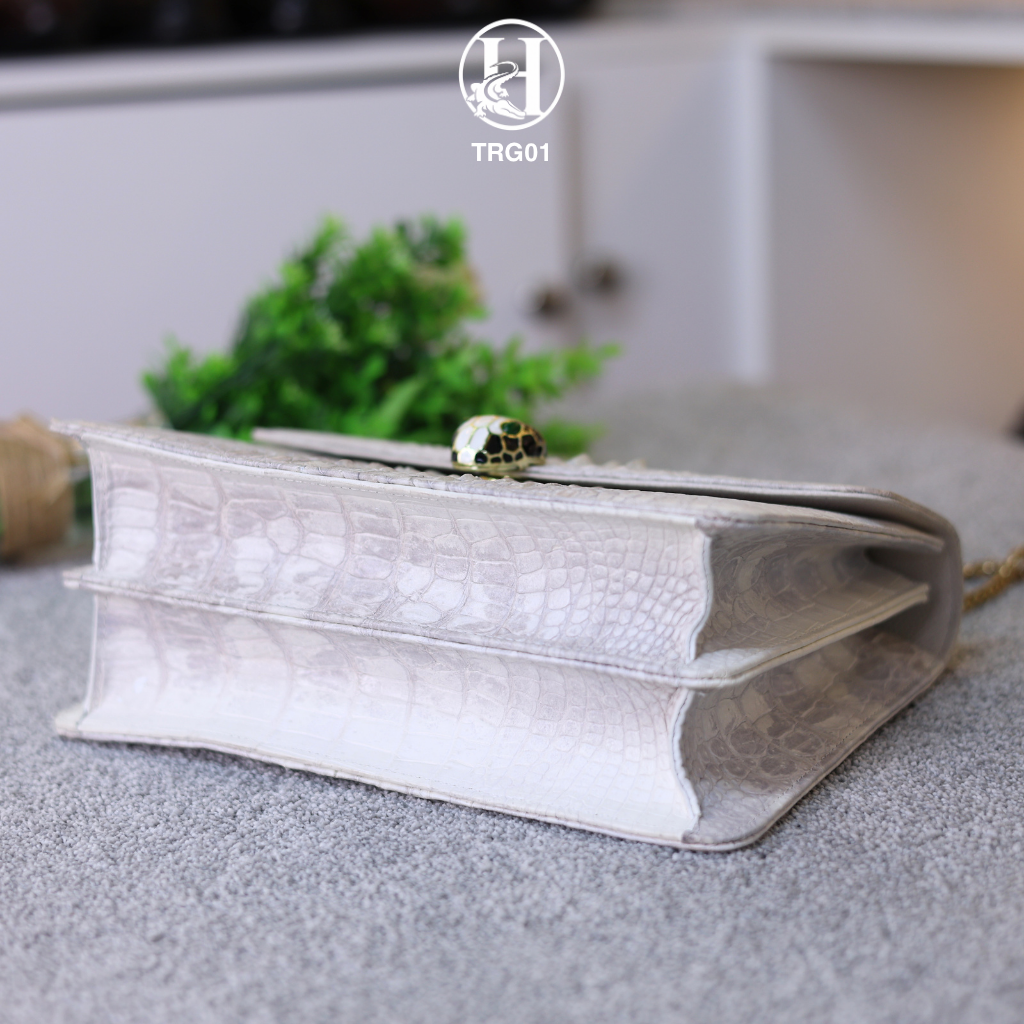 TÚI XÁCH TRG01 DA GÙ CÁ SẤU THẬT BẠCH TẠNG LUXURY
