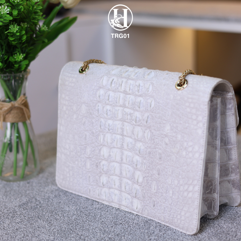 TÚI XÁCH TRG01 DA GÙ CÁ SẤU THẬT BẠCH TẠNG LUXURY