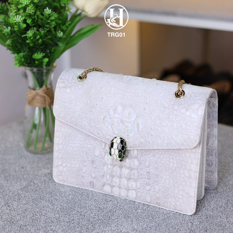 TÚI XÁCH TRG01 DA GÙ CÁ SẤU THẬT BẠCH TẠNG LUXURY