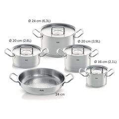 Bộ nồi 4 món Fissler Original-Profi nắp kính kèm chảo