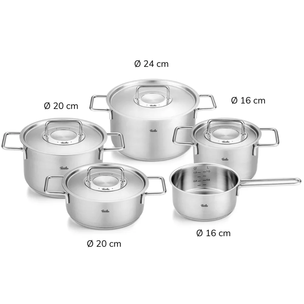 Bộ nồi Fissler Pure 5 món nắp inox có quánh