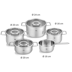 Bộ nồi Fissler Pure 5 món nắp kính có quánh