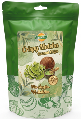 Matcha Flavoured Dried Coconut Chips (Dừa Sấy Giòn Vị Matcha)