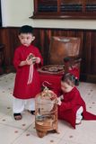  Áo dài Bé trai Gấm Đỏ 
