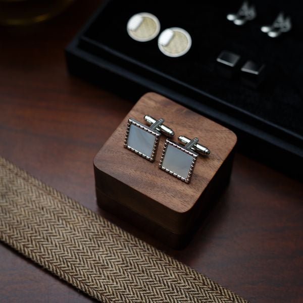  White Nacre Stone Cufflink 