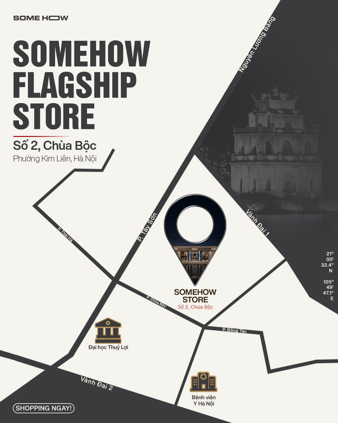 Bản đồ đường đến SomeHow Store — Số 2 Chùa Bộc, Phường Kim Liên, Hà Nội