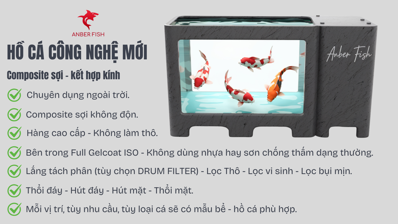 Hồ cá - Bể cá composite lọc sinh học.