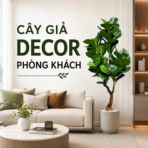 cây giả decor phòng khách