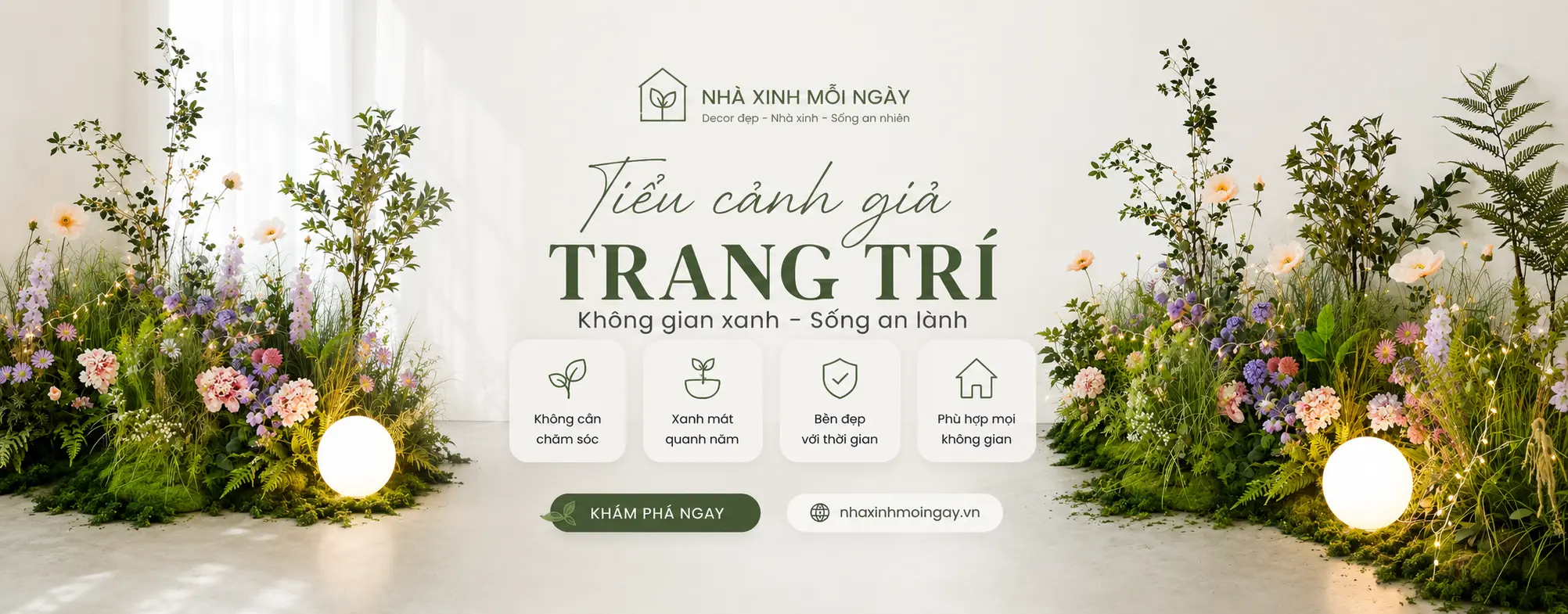 Tiểu cảnh cây giả trang trí - Banner