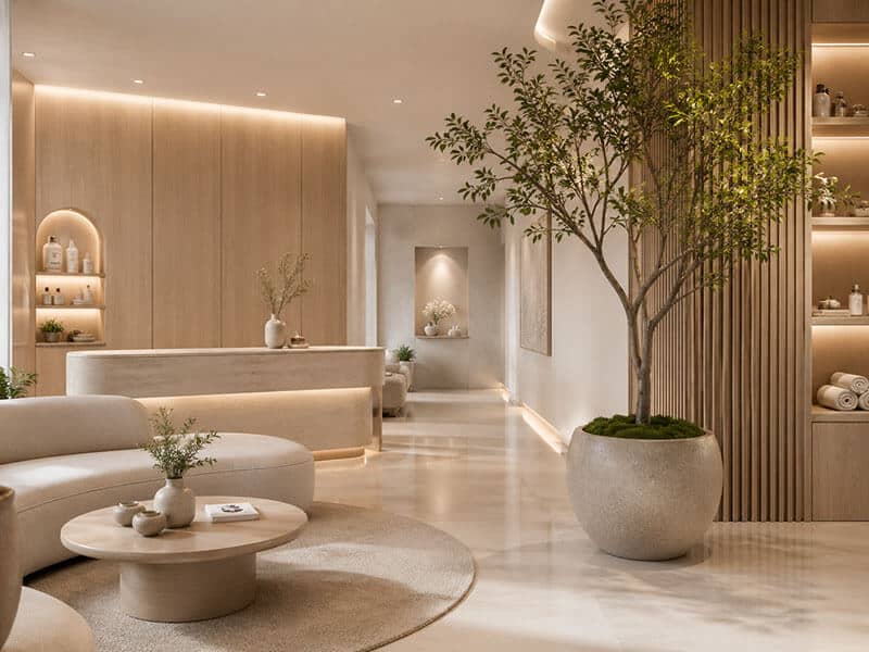 Cây giả trang trí showroom spa