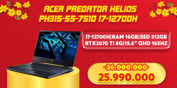 Laptop Acer Predator Helios PH315-55-751D i7-12700H