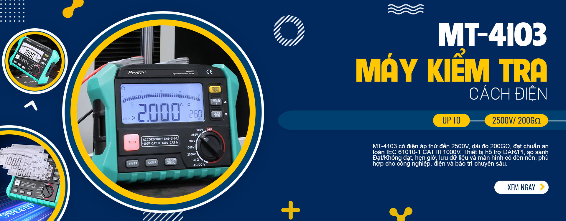 Máy đo điện trở cách điện Pro'sKit MT-4103 (2500V - 200GΩ)