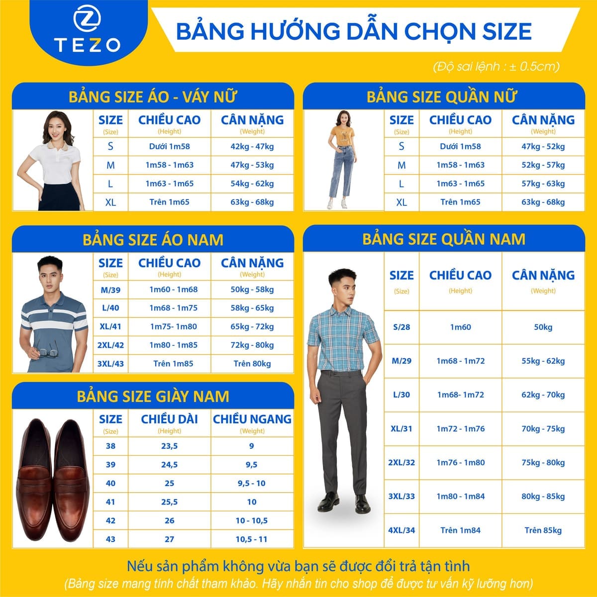 hướng dẫn chọn size