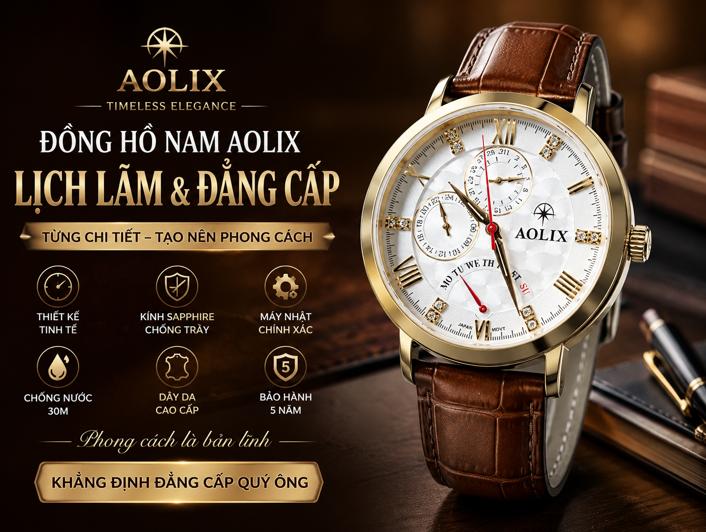 Đồng Hồ Nam Dây Da