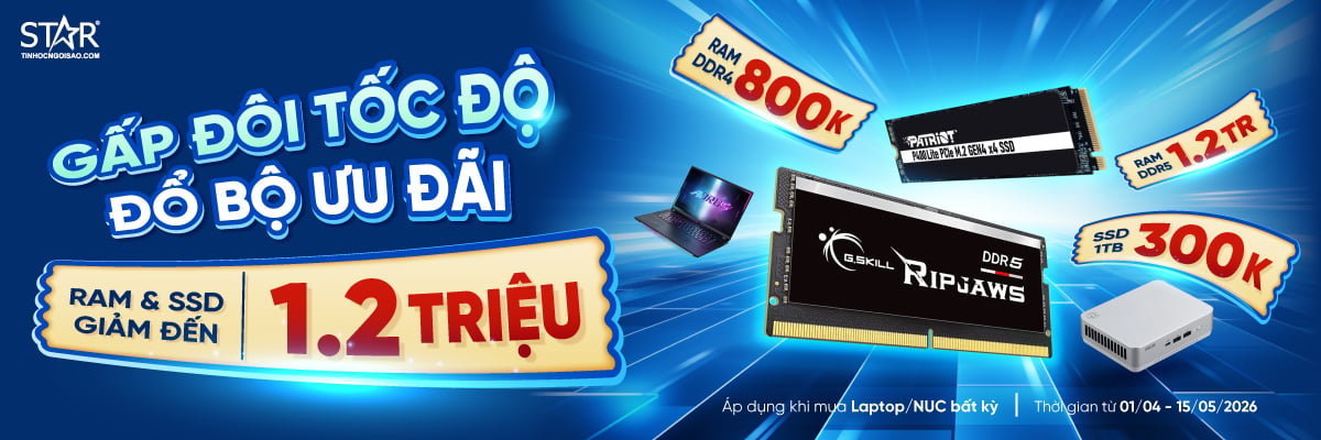 GẤP ĐÔI TỐC ĐỘ <br> Trợ giá ram & ssd lên đến 1.2 triệu!!!